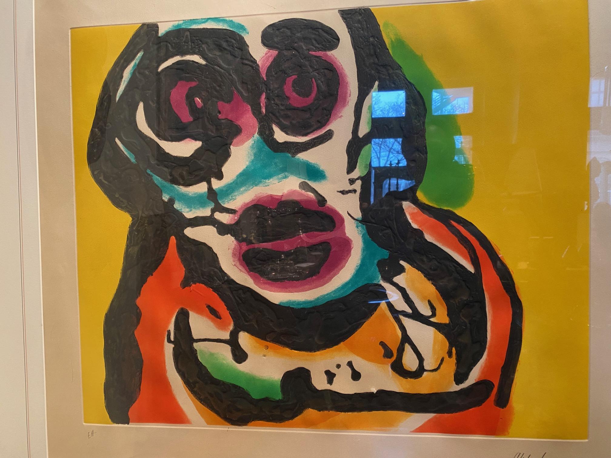 Polychrome Acquatint   Plate IV from Five Night Faces in Broadway by Karel Appel For Sale 3