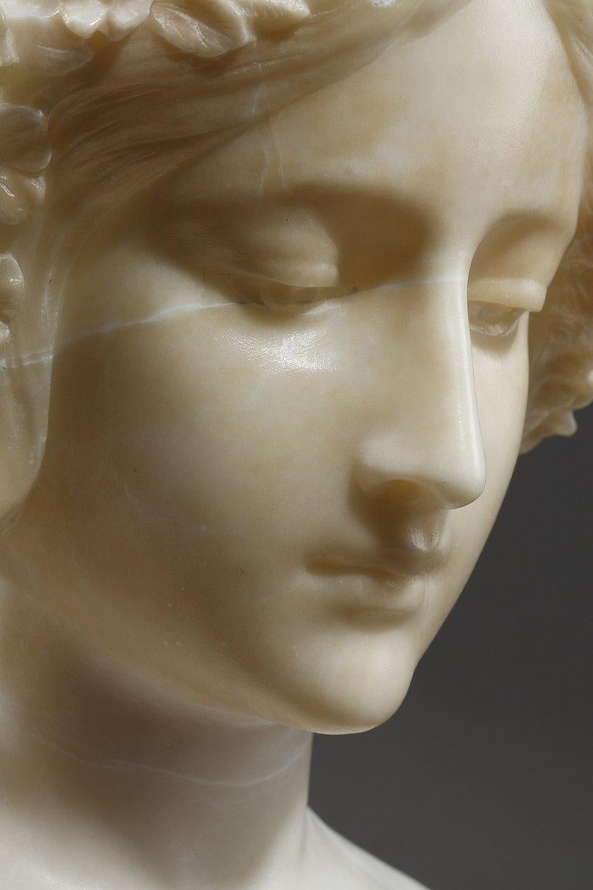 Polychrome Alabaster Sculpture of a Woman's Bust by a. Gory, Late 19th Century 5