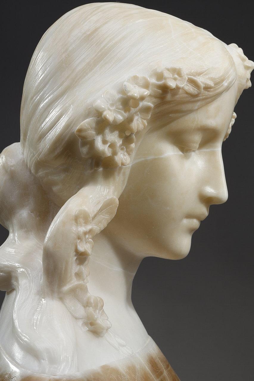 Polychrome Alabaster Sculpture of a Woman's Bust by a. Gory, Late 19th Century 6