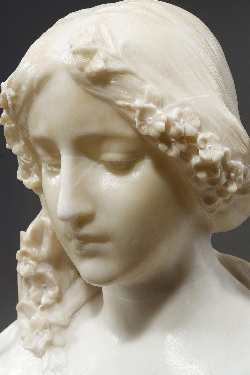 Polychrome Alabaster Sculpture of a Woman's Bust by a. Gory, Late 19th Century 8