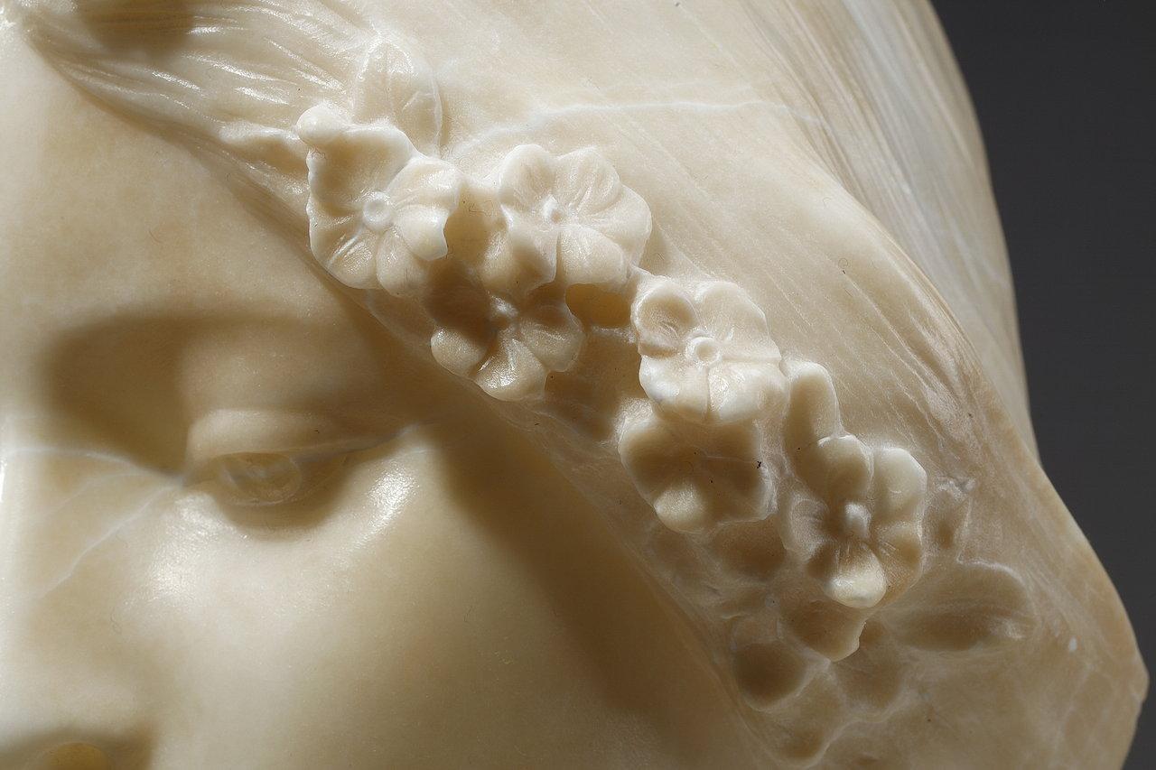 Polychrome Alabaster Sculpture of a Woman's Bust by a. Gory, Late 19th Century 9