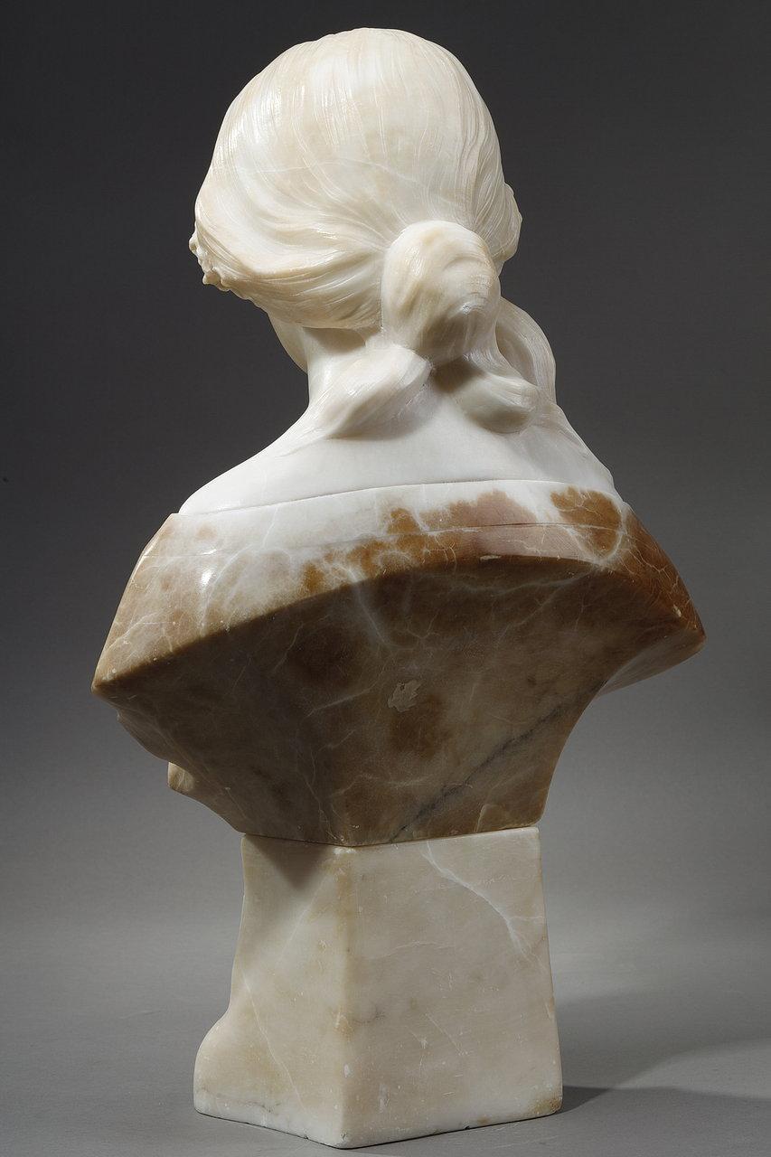 Polychrome Alabaster Sculpture of a Woman's Bust by a. Gory, Late 19th Century 11