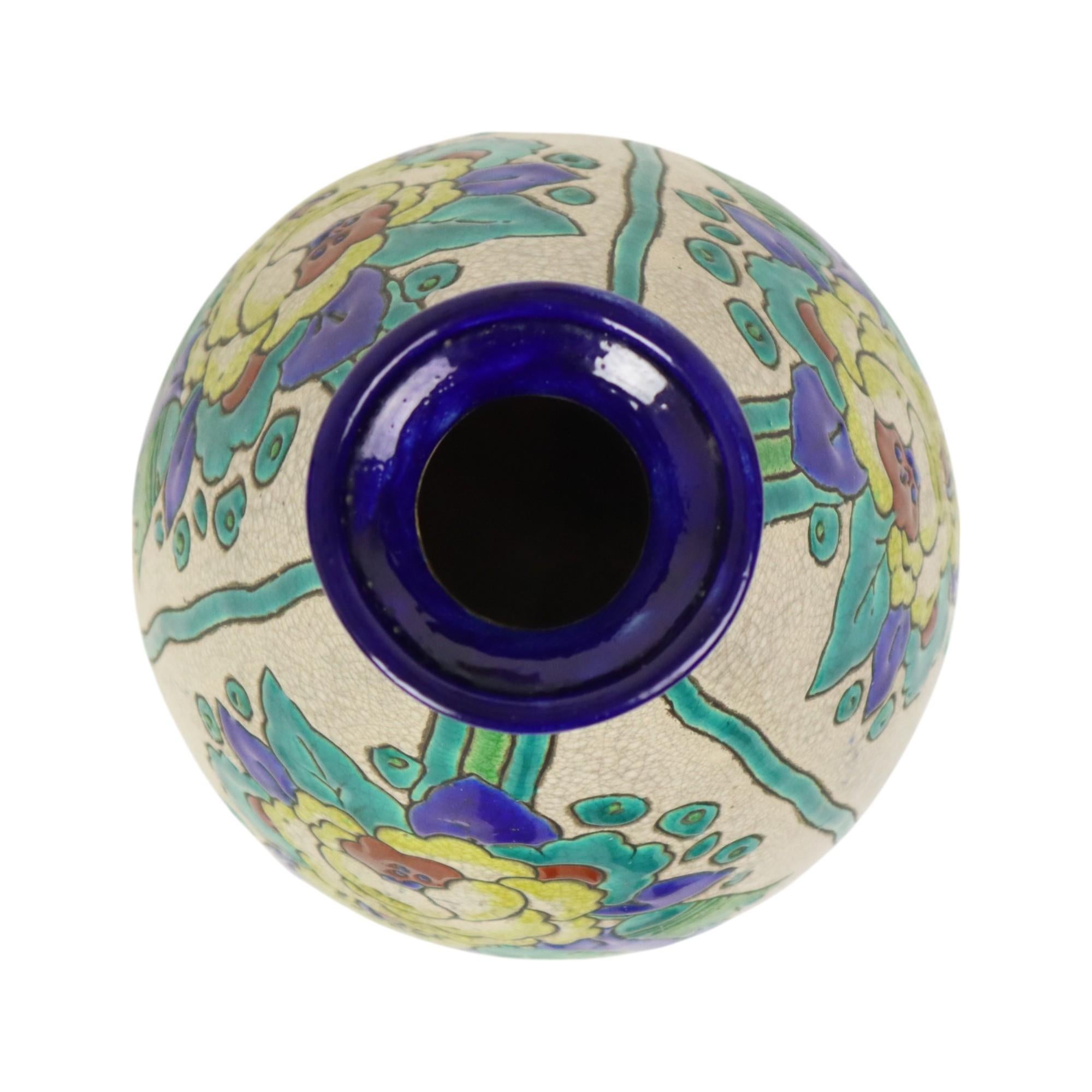 Polychrome Art Deco Vase Charles Catteau Boch Keramis D2366 For Sale 3