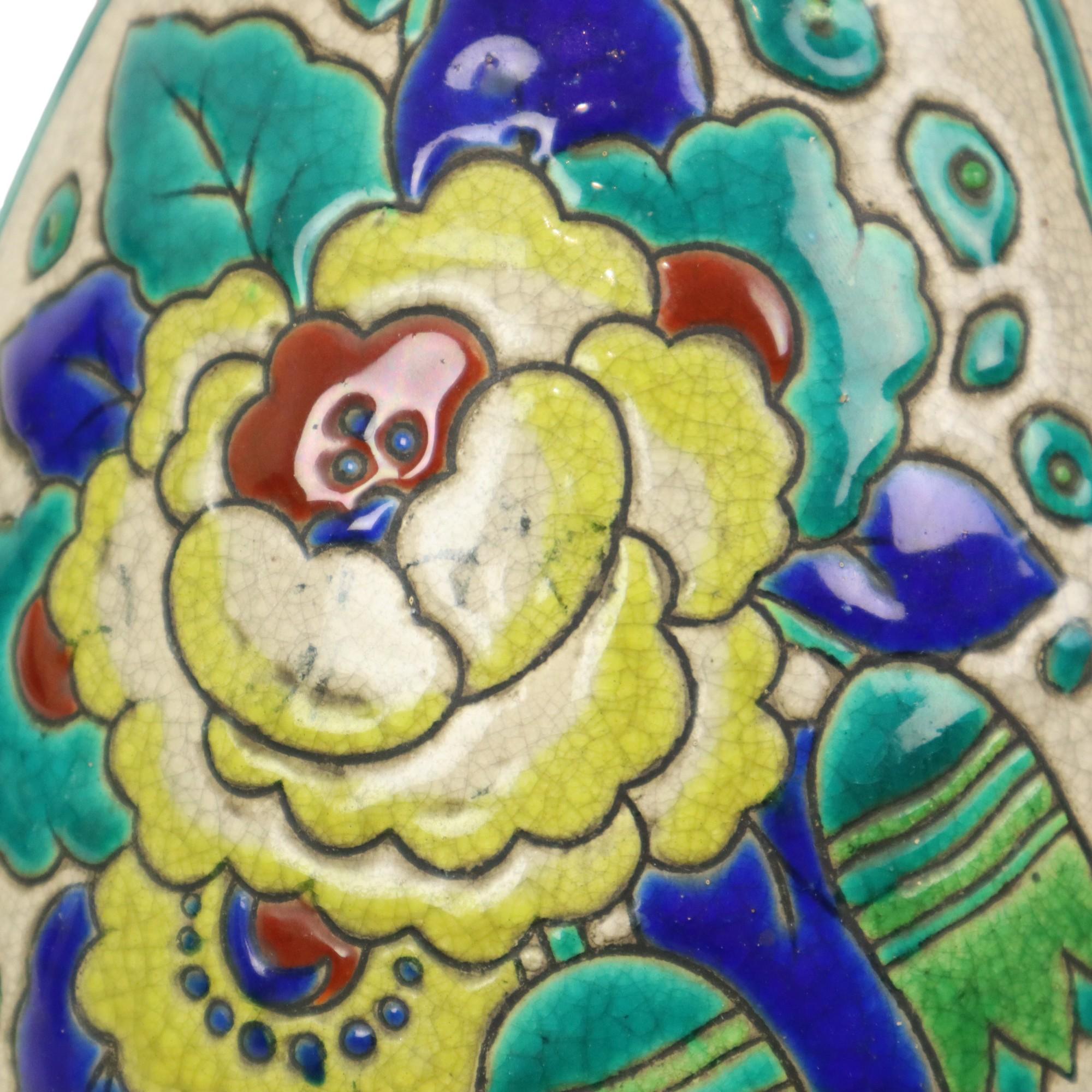 Polychrome Art Deco Vase Charles Catteau Boch Keramis D2366 For Sale 4