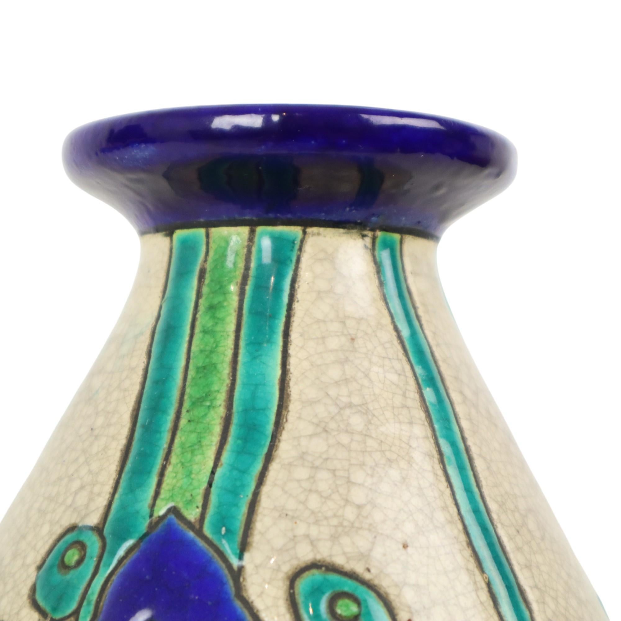 Polychrome Art Deco Vase Charles Catteau Boch Keramis D2366 For Sale 6