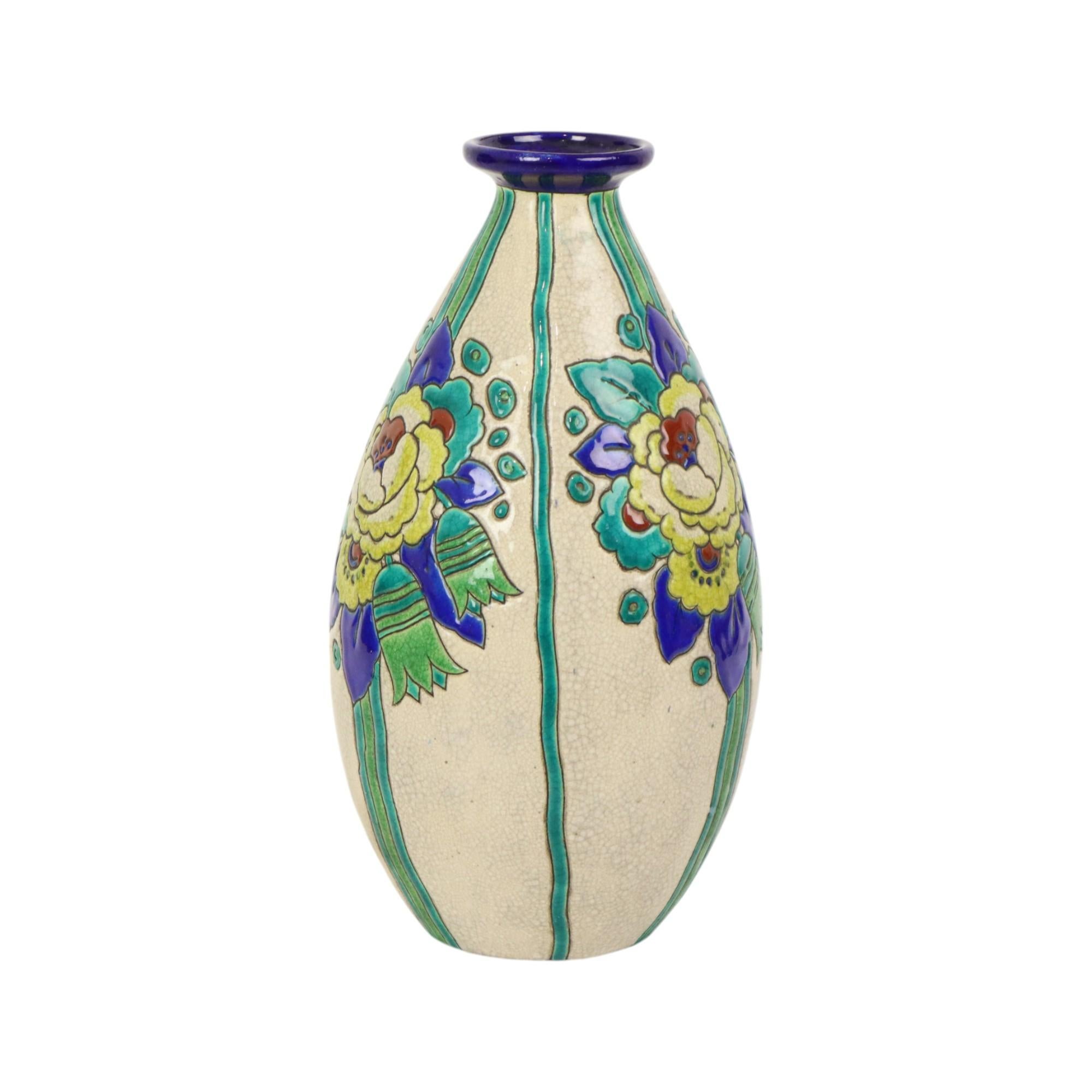 Polychrome Art Deco Vase Charles Catteau Boch Keramis D2366 In Good Condition For Sale In Poperinge, BE