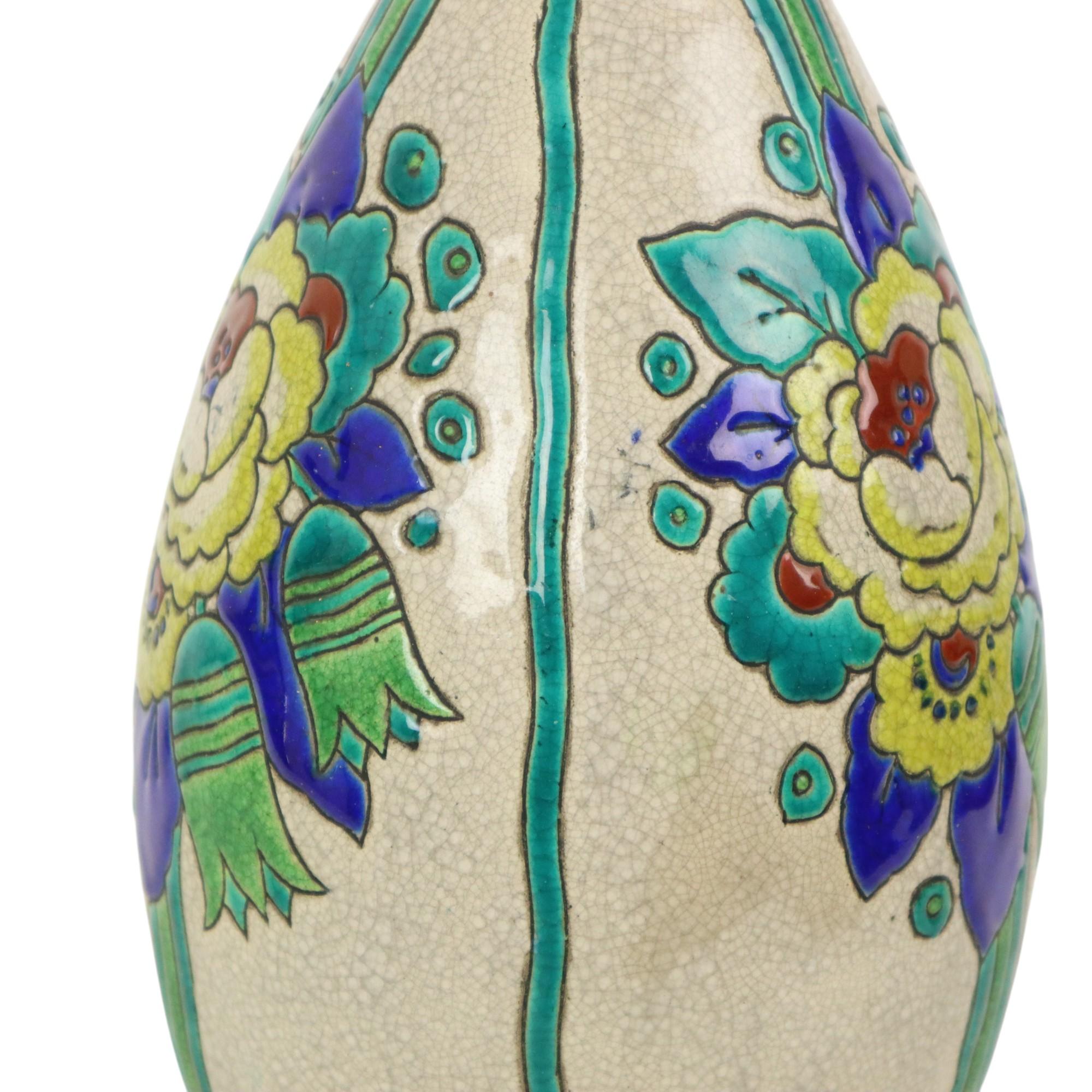 Polychrome Art Deco Vase Charles Catteau Boch Keramis D2366 For Sale 1
