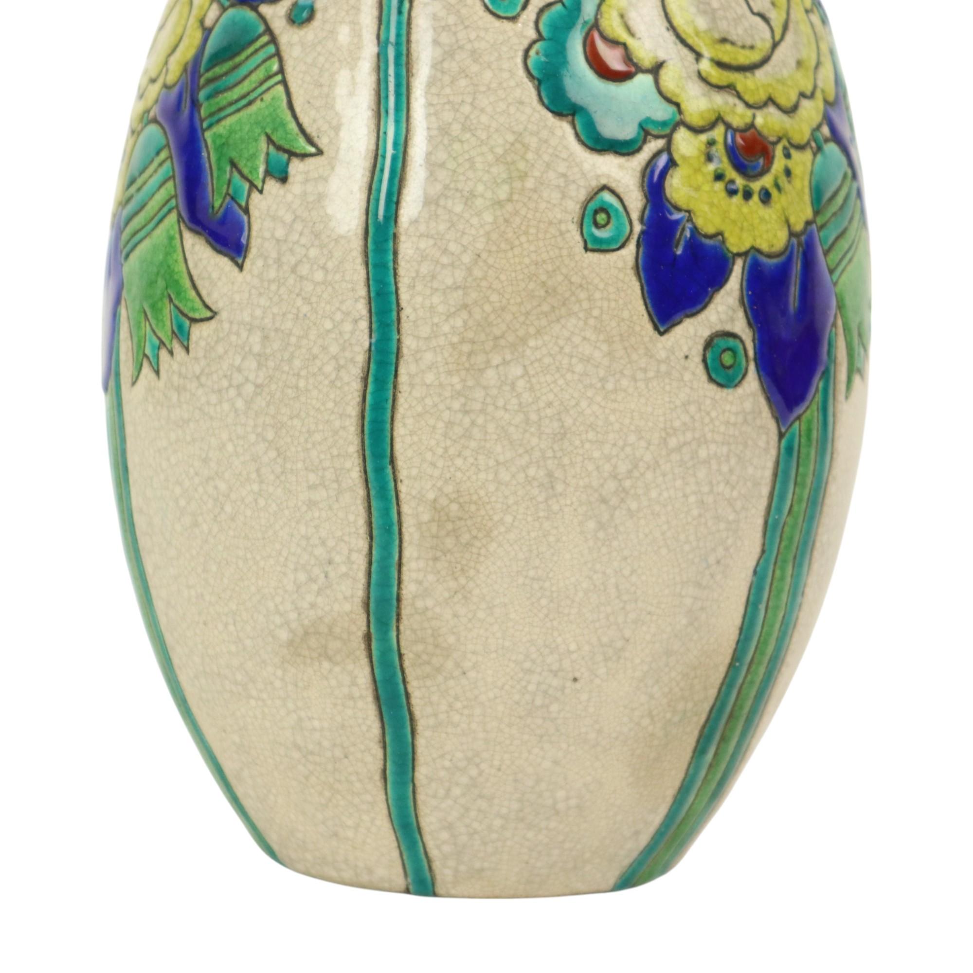 Polychrome Art Deco Vase Charles Catteau Boch Keramis D2366 For Sale 2