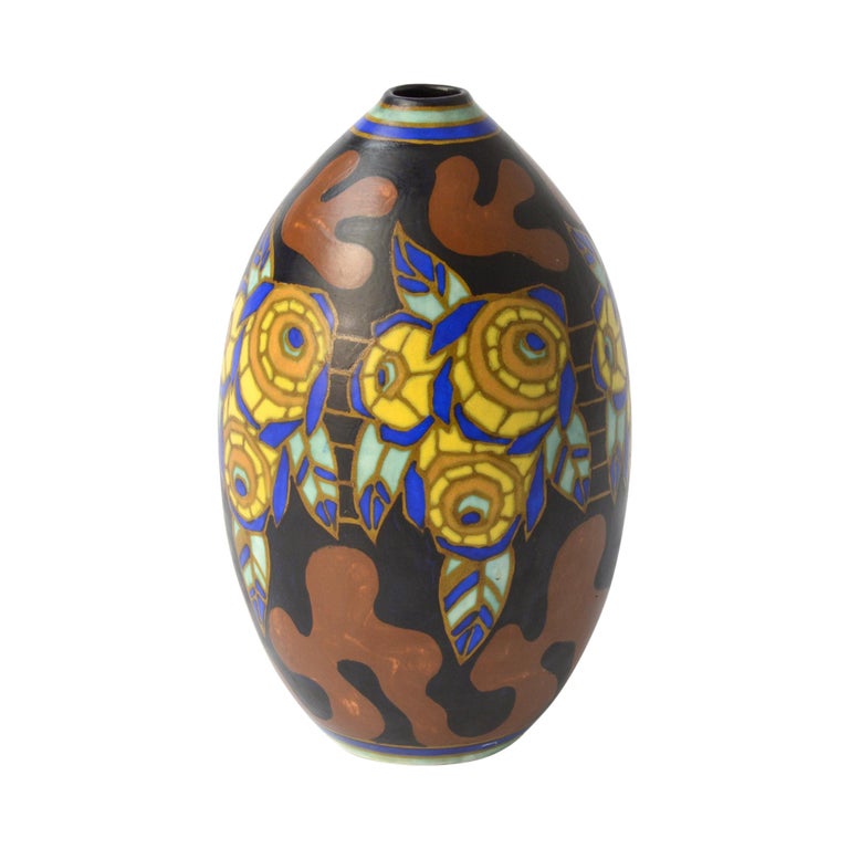 Polychrome Boch Keramis Vase For Sale at 1stdibs