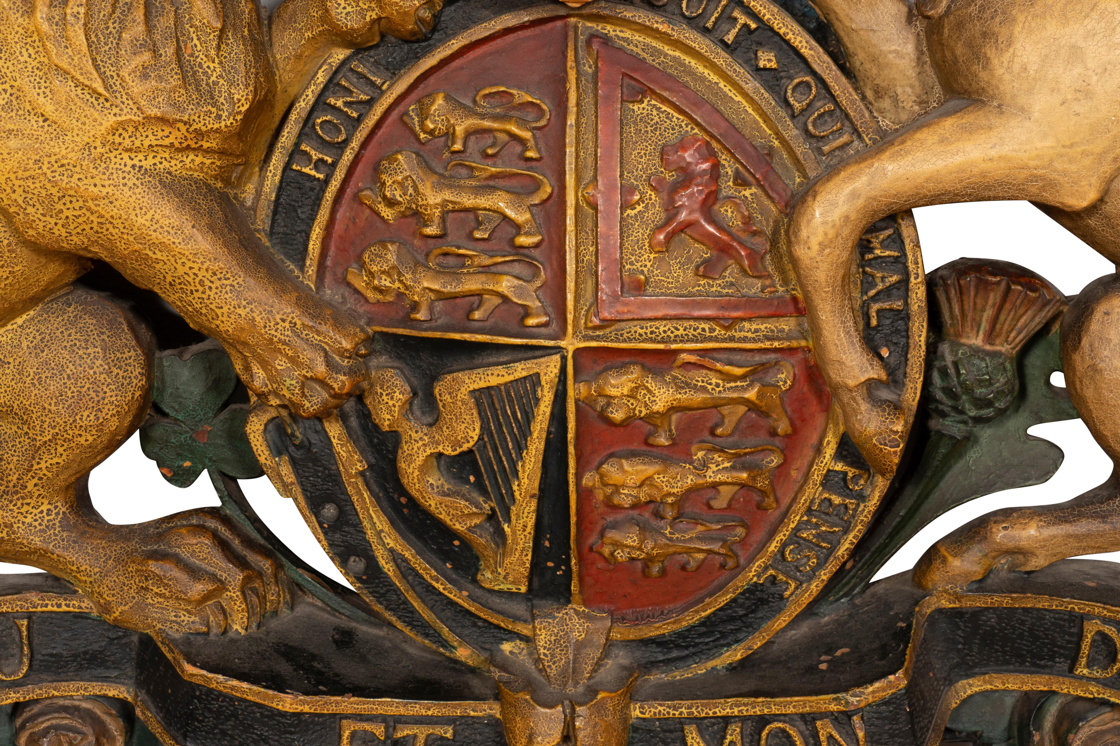 Polychrome Carved Wood Coat Of Arms Of The United Kingdom 2