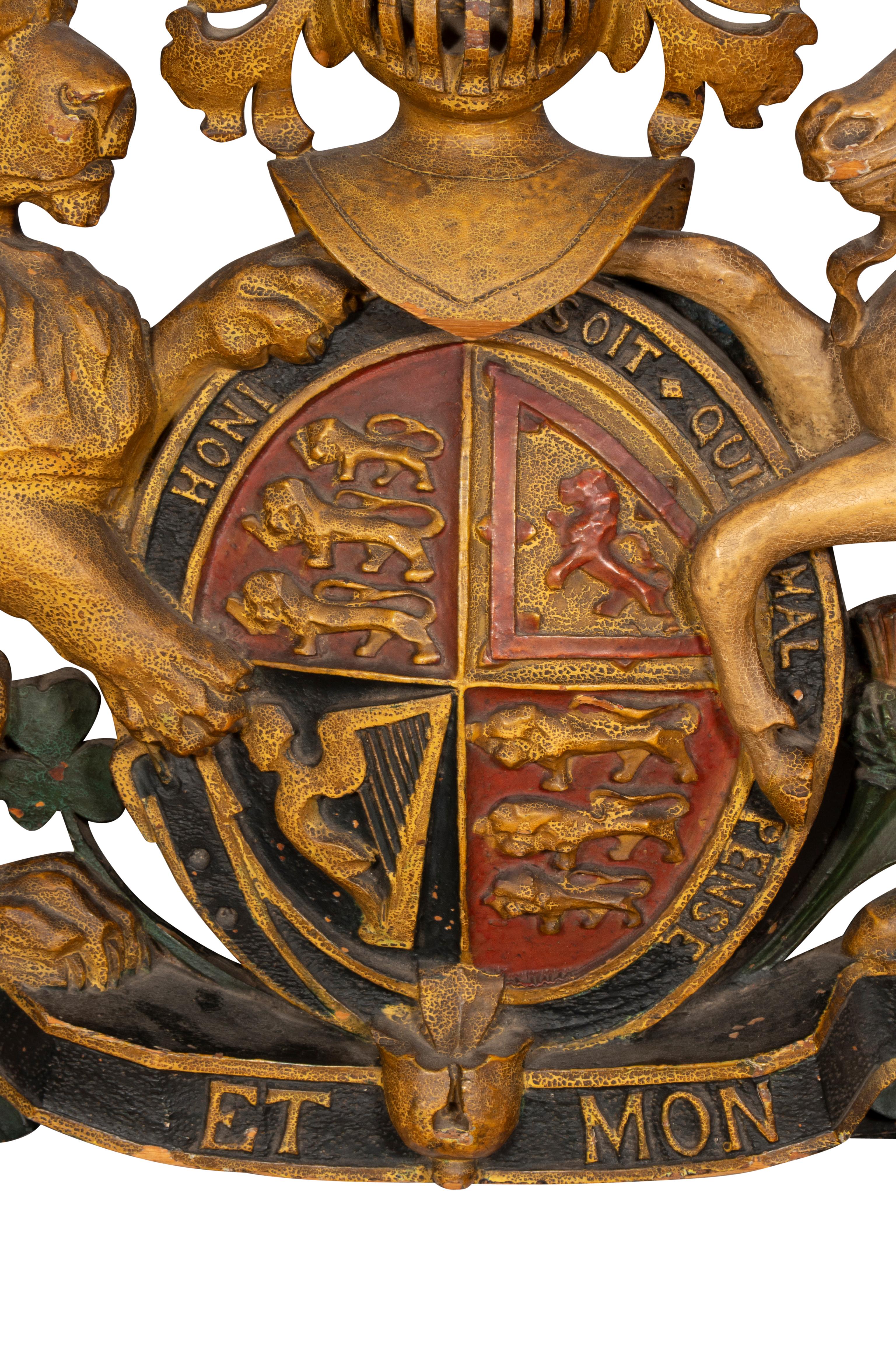 Painted Polychrome Carved Wood Coat Of Arms Of The United Kingdom