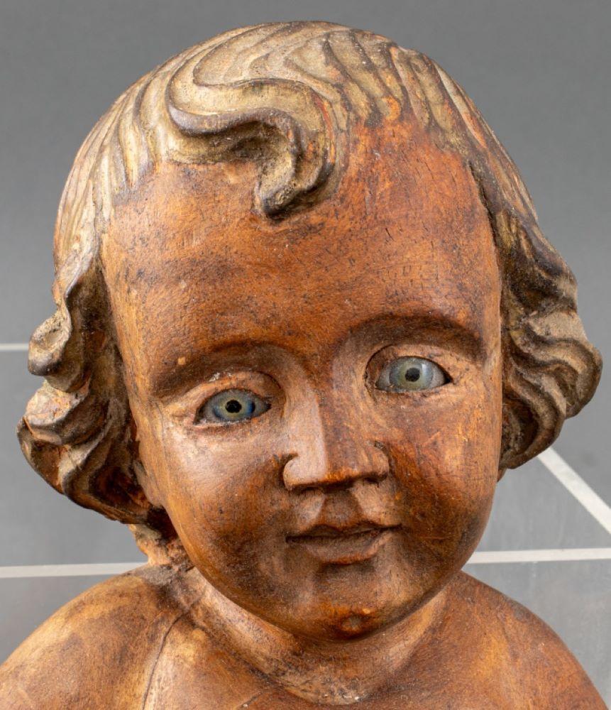 Mid-Century moderno Scultura di Gesù Bambino in legno scolpito in policromia in vendita