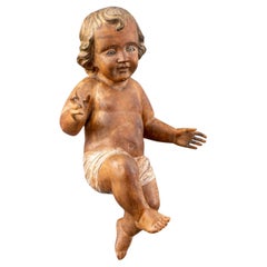 Sculpture de Jésus en bois sculpté polychrome