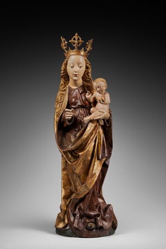 Polychrome carved wood Virgin and Child from the 15th Century