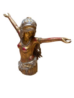 Polychrome Carved Wooden Figure of an Art Deco Style Lady Dancing, 20th Century