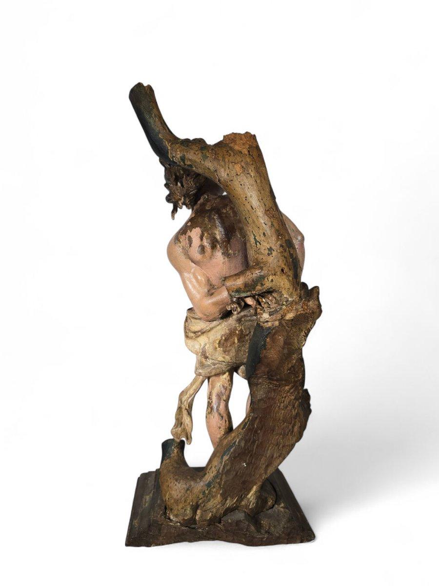 Bois Polychrome carved wooden sculpture of Saint Sebastian, late 16th century. JUAN D en vente