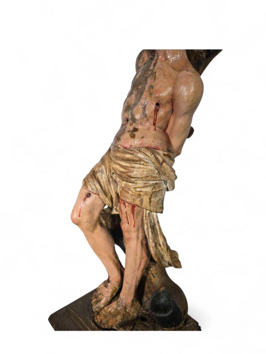Polychrome carved wooden sculpture of Saint Sebastian, late 16th century. JUAN D en vente 1