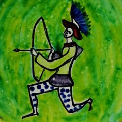 Polychrome Ceramic Dish Design Giovanni de Simone Palermo, 1960s