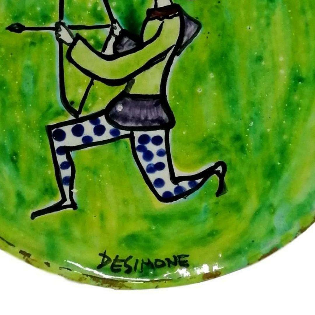 Italian Polychrome Ceramic Dish Design Giovanni de Simone Palermo, 1960s