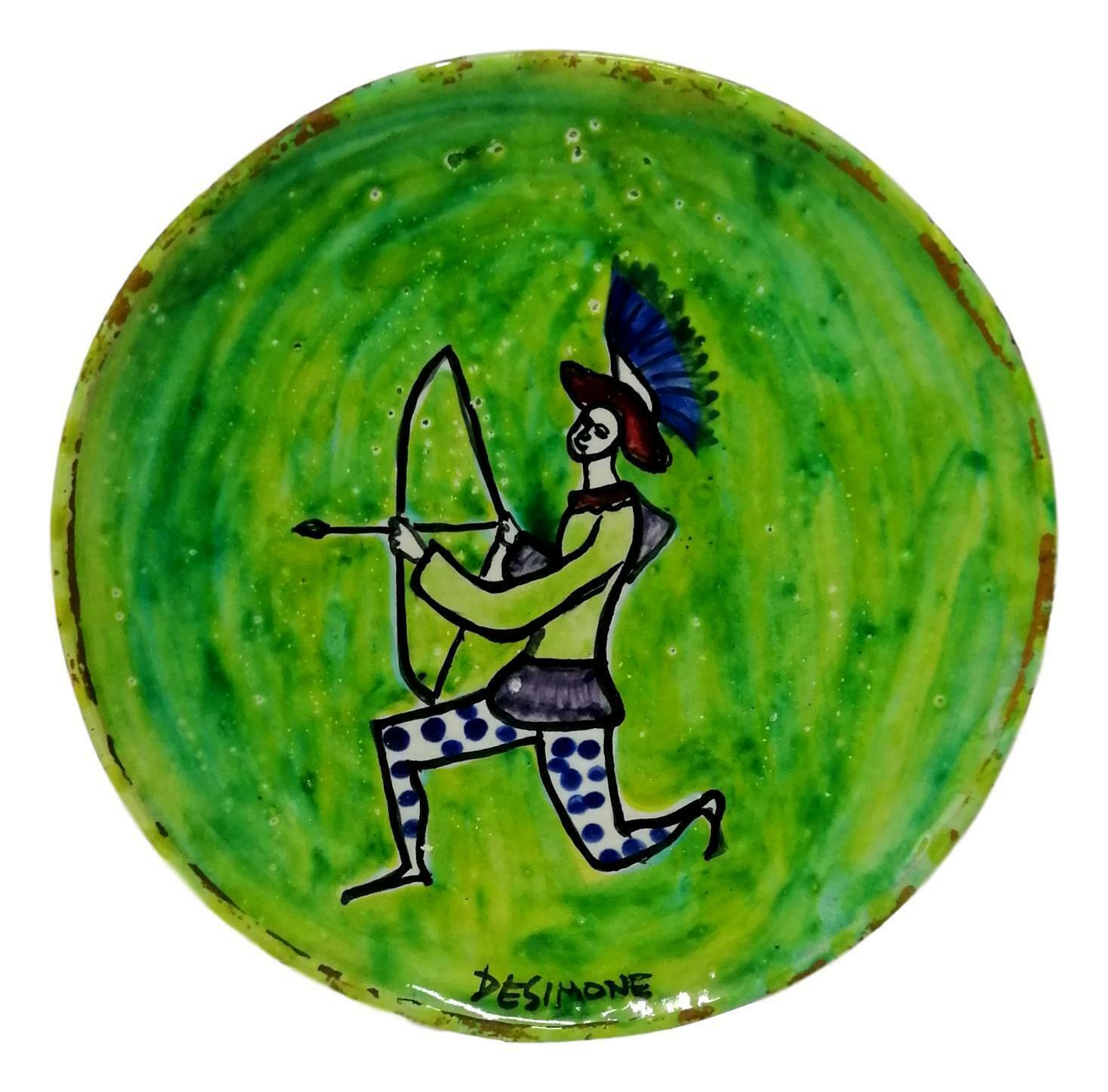 Polychrome Ceramic Dish Design Giovanni de Simone Palermo, 1960s In Excellent Condition In taranto, IT