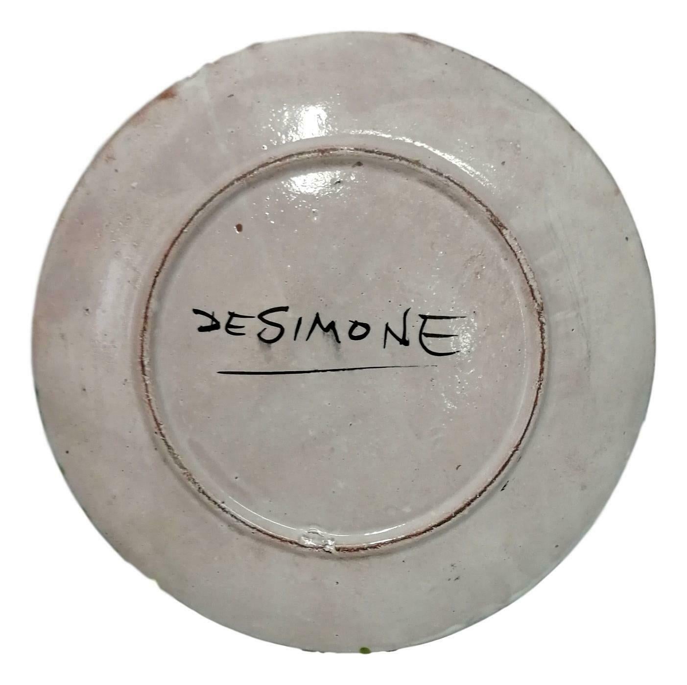 Mid-20th Century Polychrome Ceramic Dish Design Giovanni de Simone Palermo, 1960s