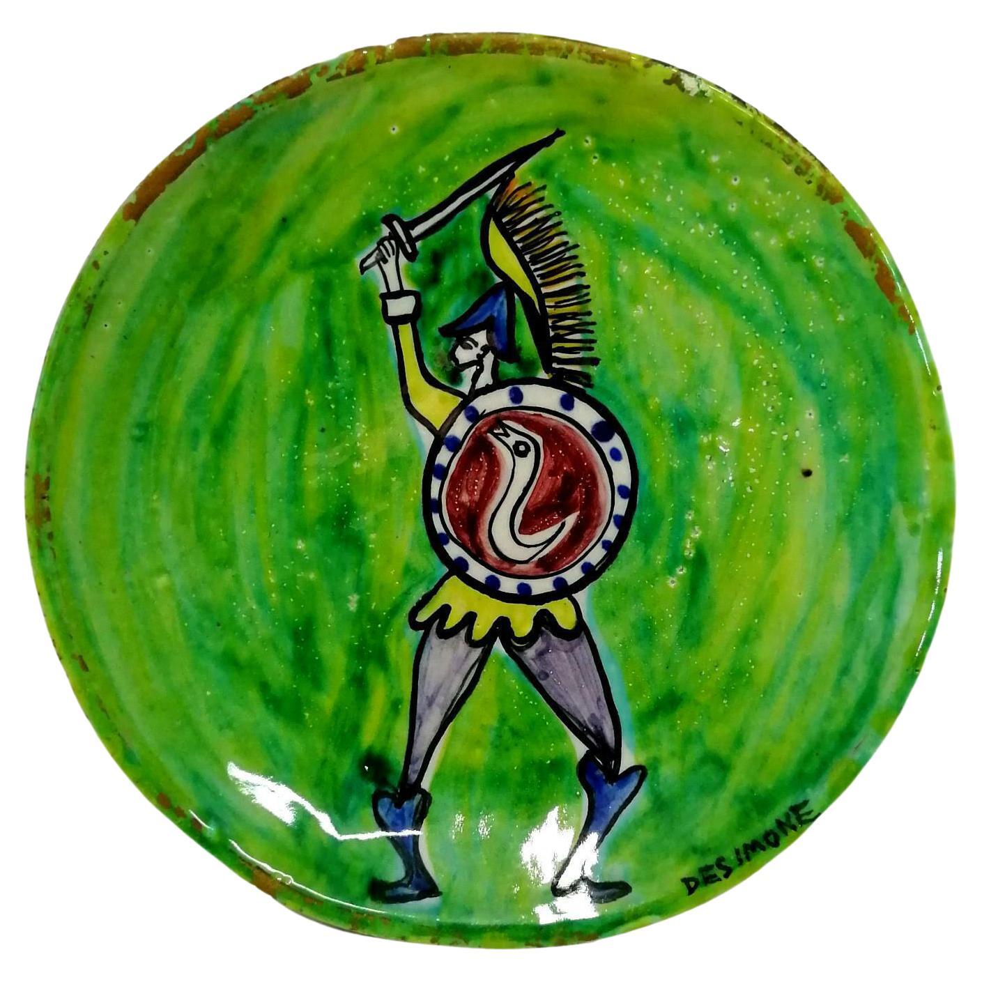 Polychrome Ceramic Dish Design Giovanni De Simone Palermo, 1960s