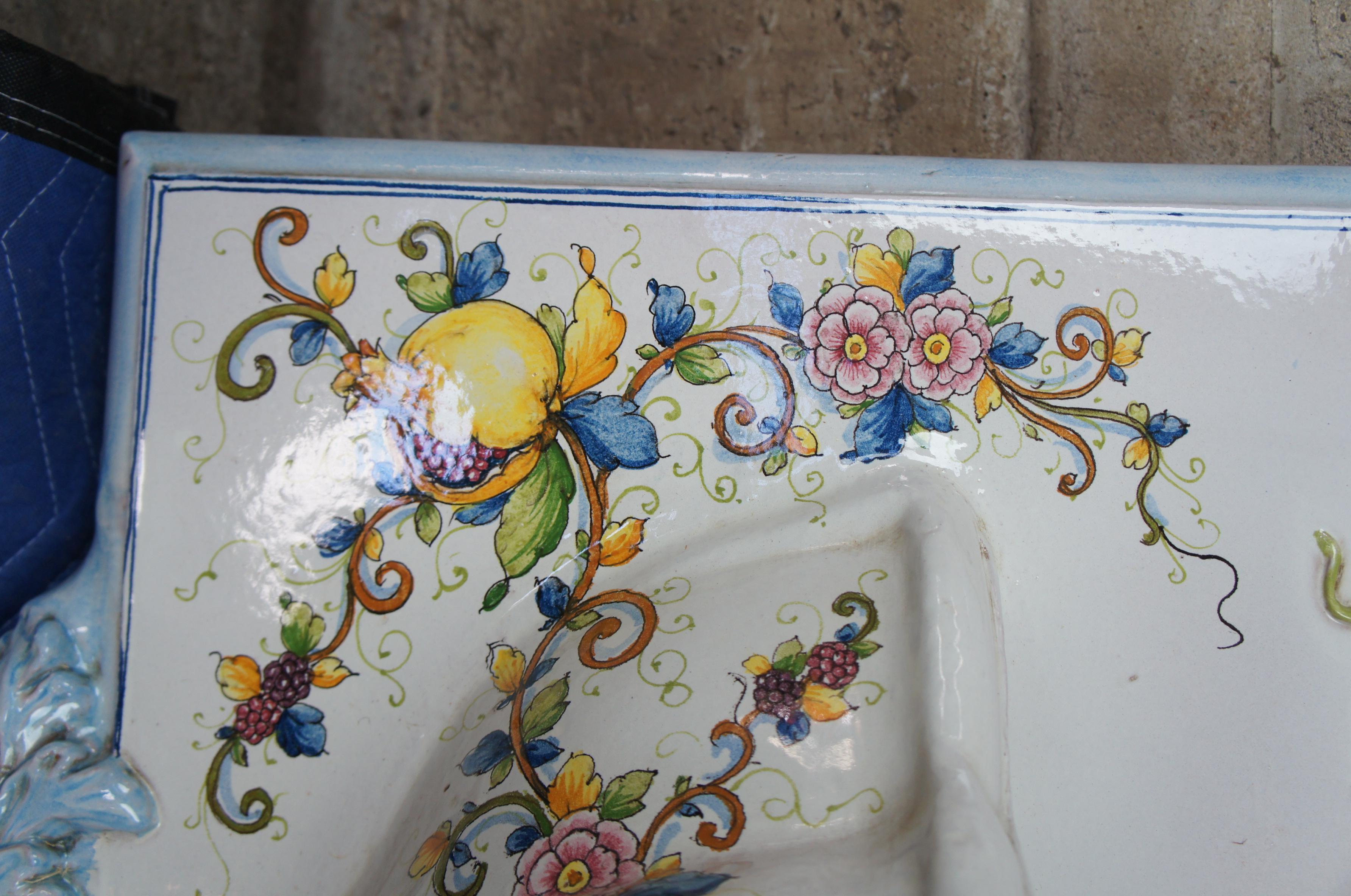 Polychrome Ceramic Italian Wall Fountain Figural Florentine Tuscan Pottery 4