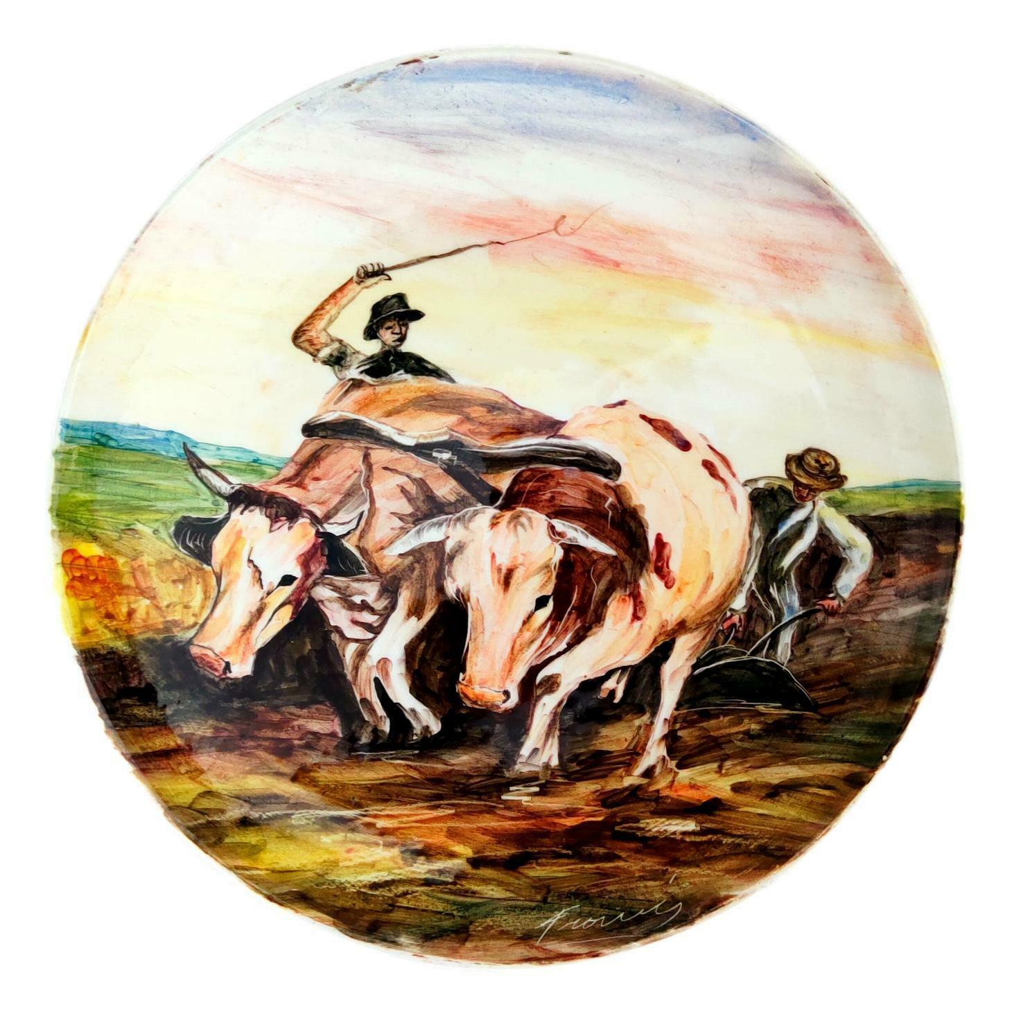 Mid-20th Century Polychrome Ceramic Plate Produced by SICA, 1940s For Sale