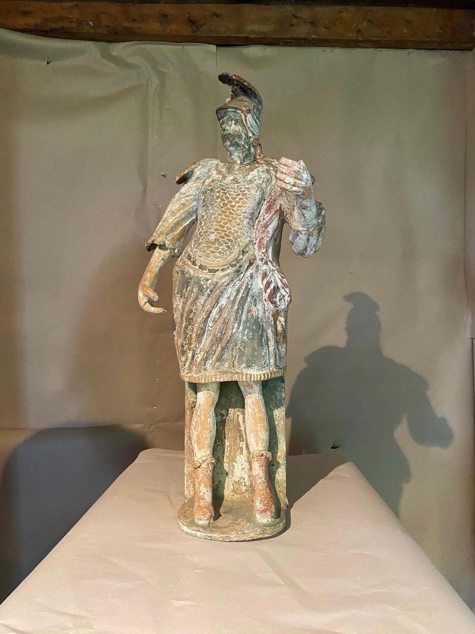 Polychrome Ceramic Wall Sculpture of Athena.