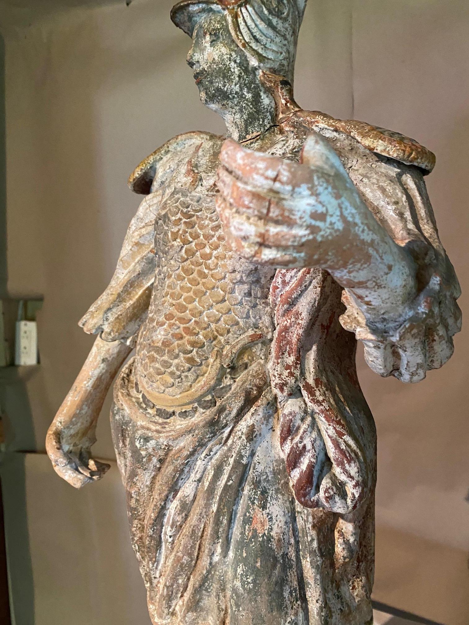 Début du 20ème siècle Céramique polychrome  Sculpture d'Athènes en vente