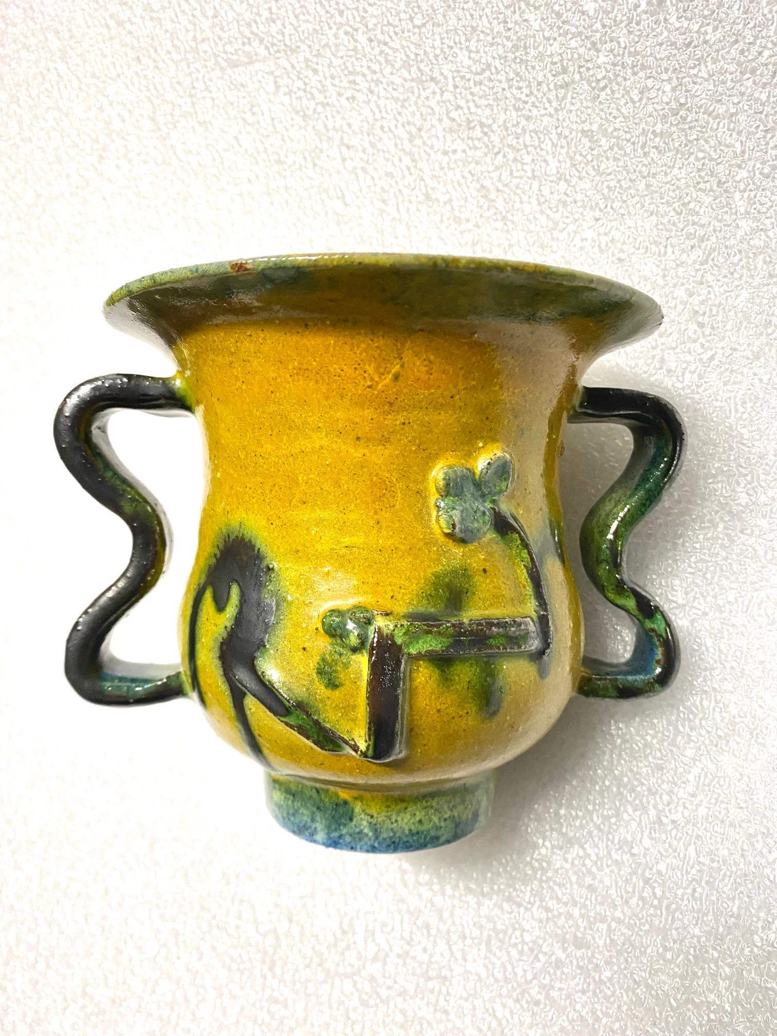 Austrian Polychrome Ceramic Vase by  Gudrun Baudisch for Wiener Werkstätte For Sale