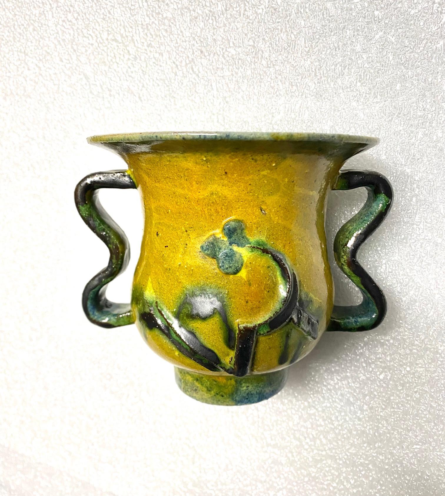 Polychrome Ceramic Vase by  Gudrun Baudisch for Wiener Werkstätte For Sale 1