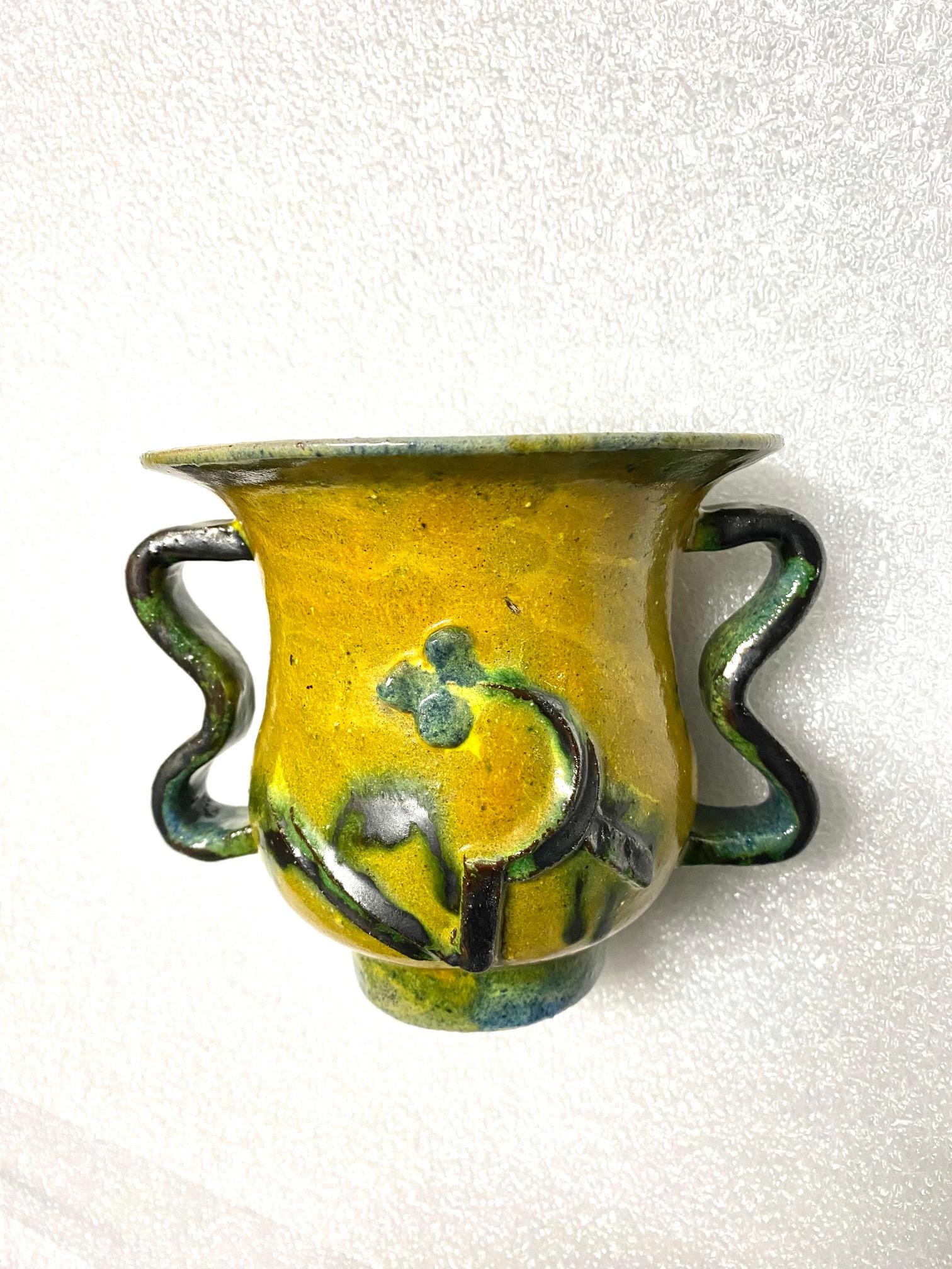 Polychrome Ceramic Vase by  Gudrun Baudisch for Wiener Werkstätte For Sale 2
