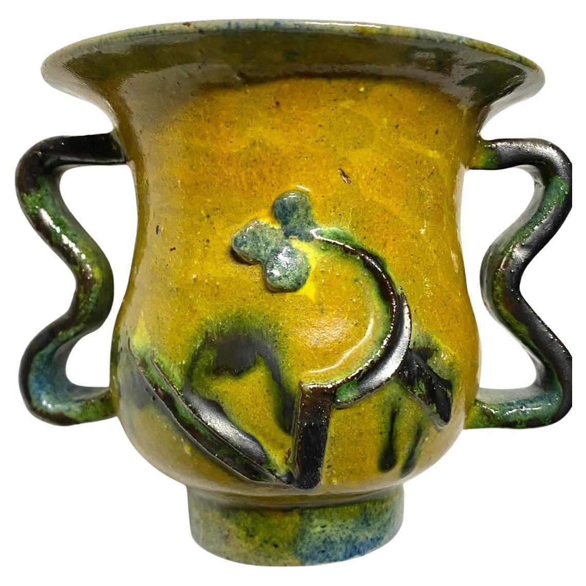 Polychrome Ceramic Vase by  Gudrun Baudisch for Wiener Werkstätte