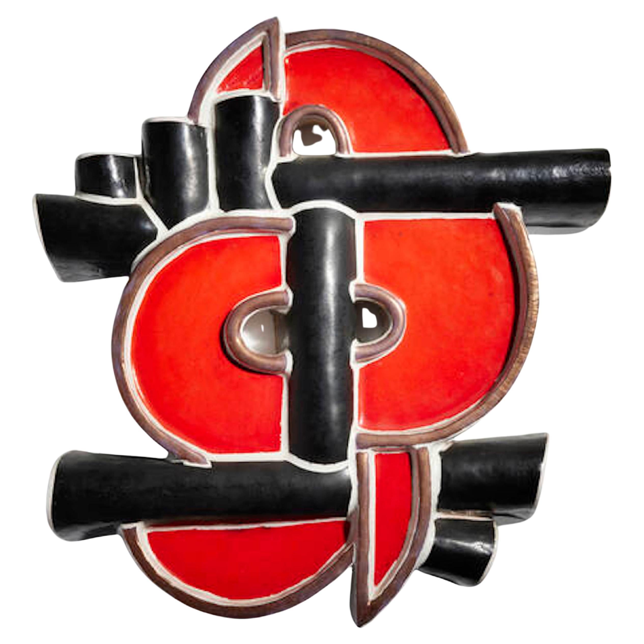 Polychrome Ceramic Wall Plaque by Ka Kwong Hui