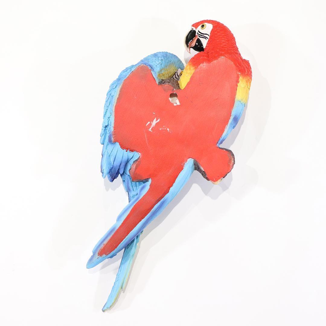 Gesso Polychrome Composition Parrot Wall Sculpture