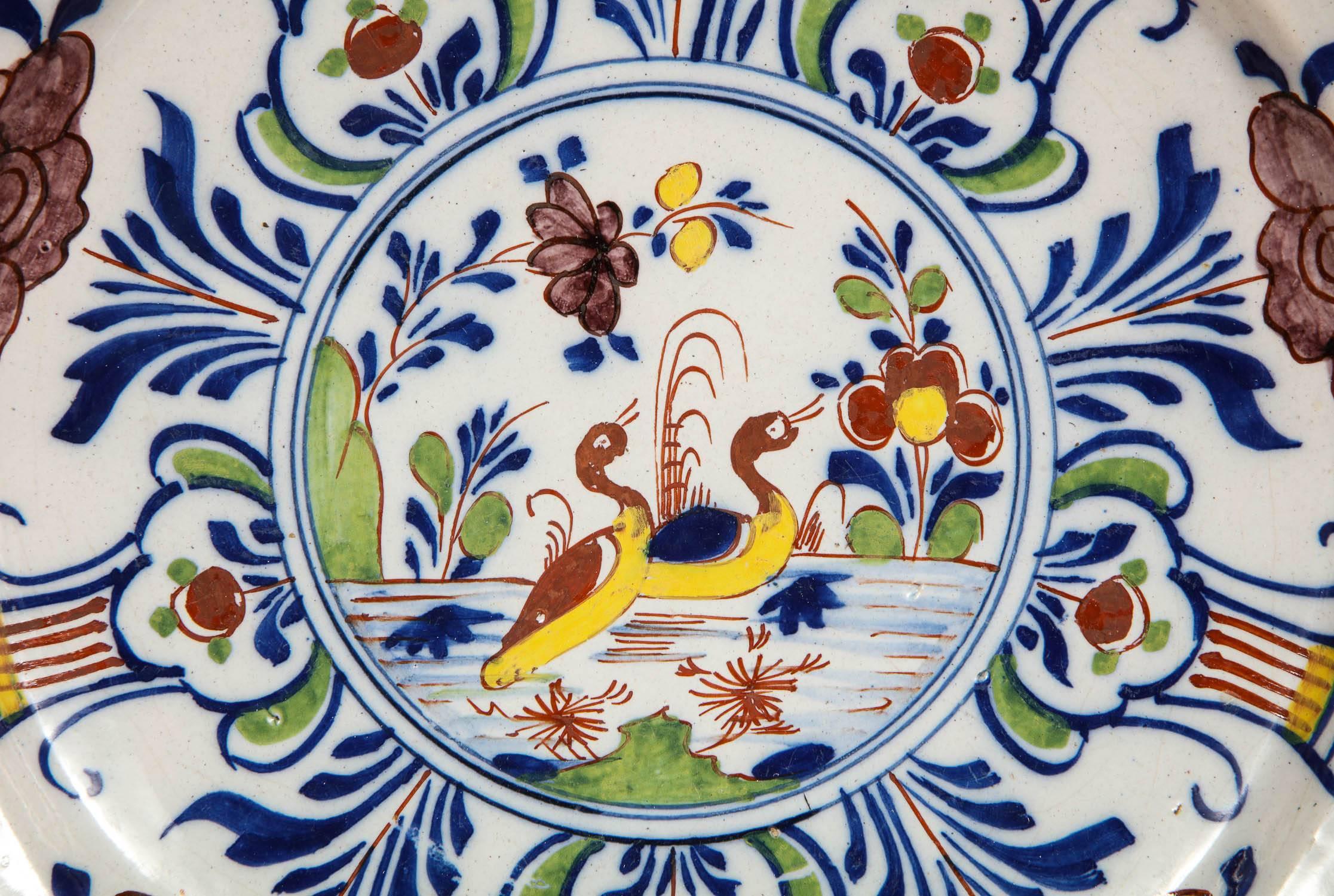 Folk Art Polychrome Delft Deep Dish