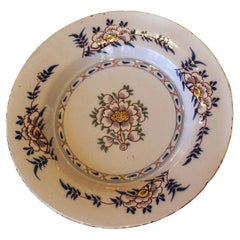 Antique Polychrome Delft Plate with Floral Decoration