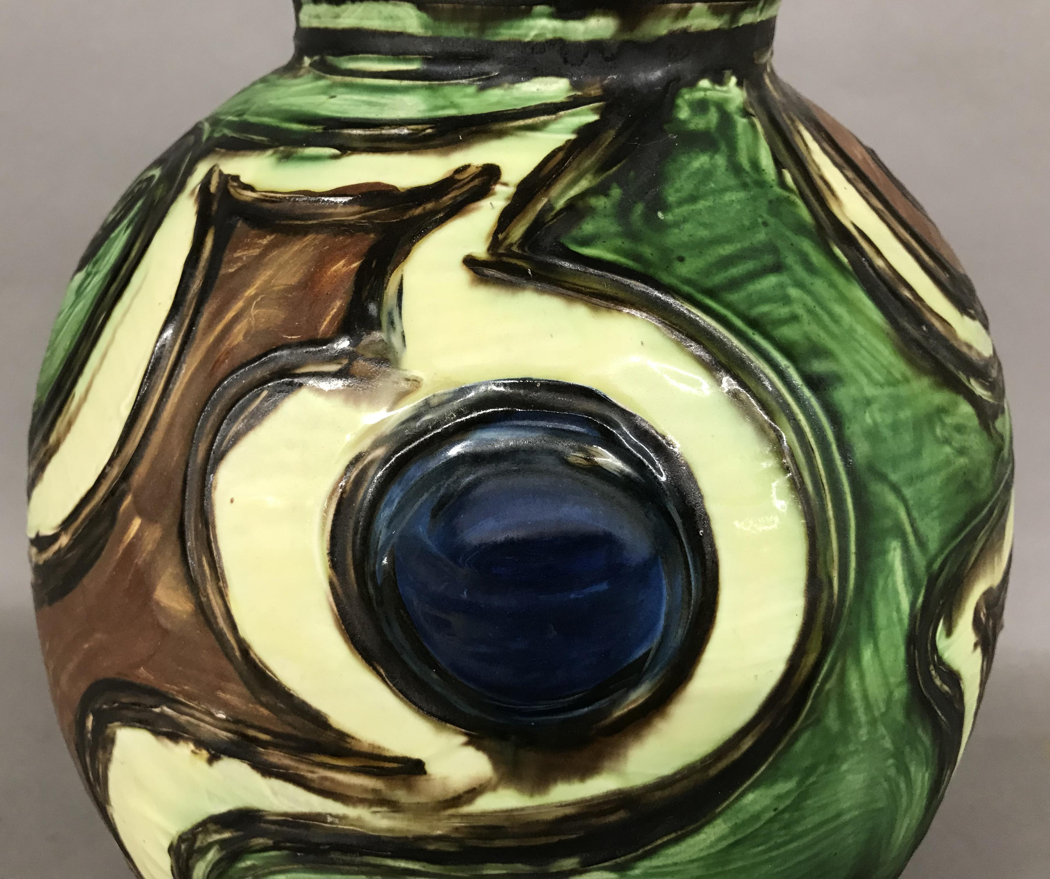 Danish Polychrome Earthenware Vase by Jens Thirslund for Herman Kähler Keramik
