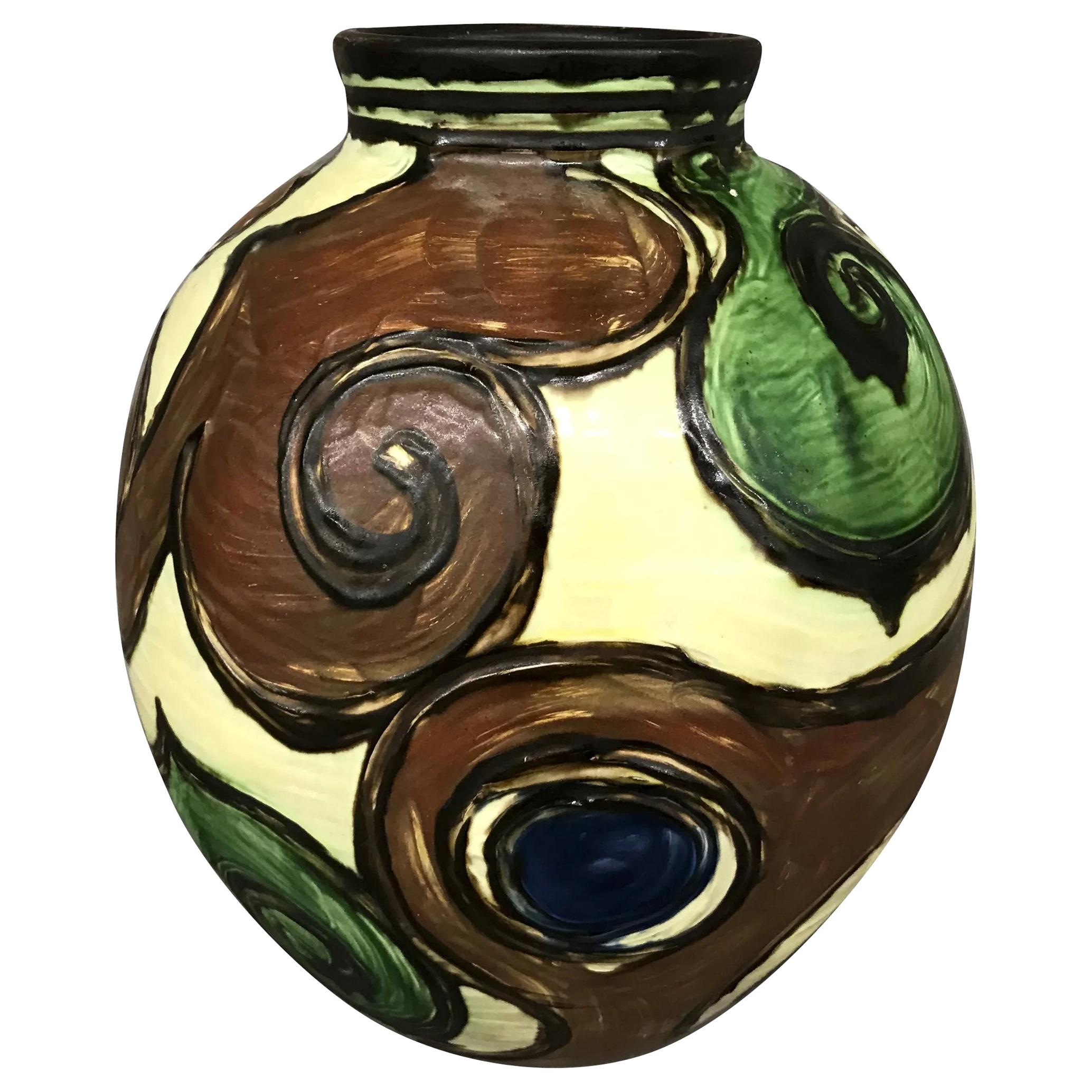 Polychrome Earthenware Vase by Jens Thirslund for Herman Kähler Keramik