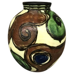 Vase en faïence polychrome de Jens Thirslund pour Herman Kähler Keramik