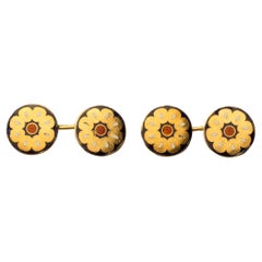 Polychrome enamel cufflinks 18ct gold