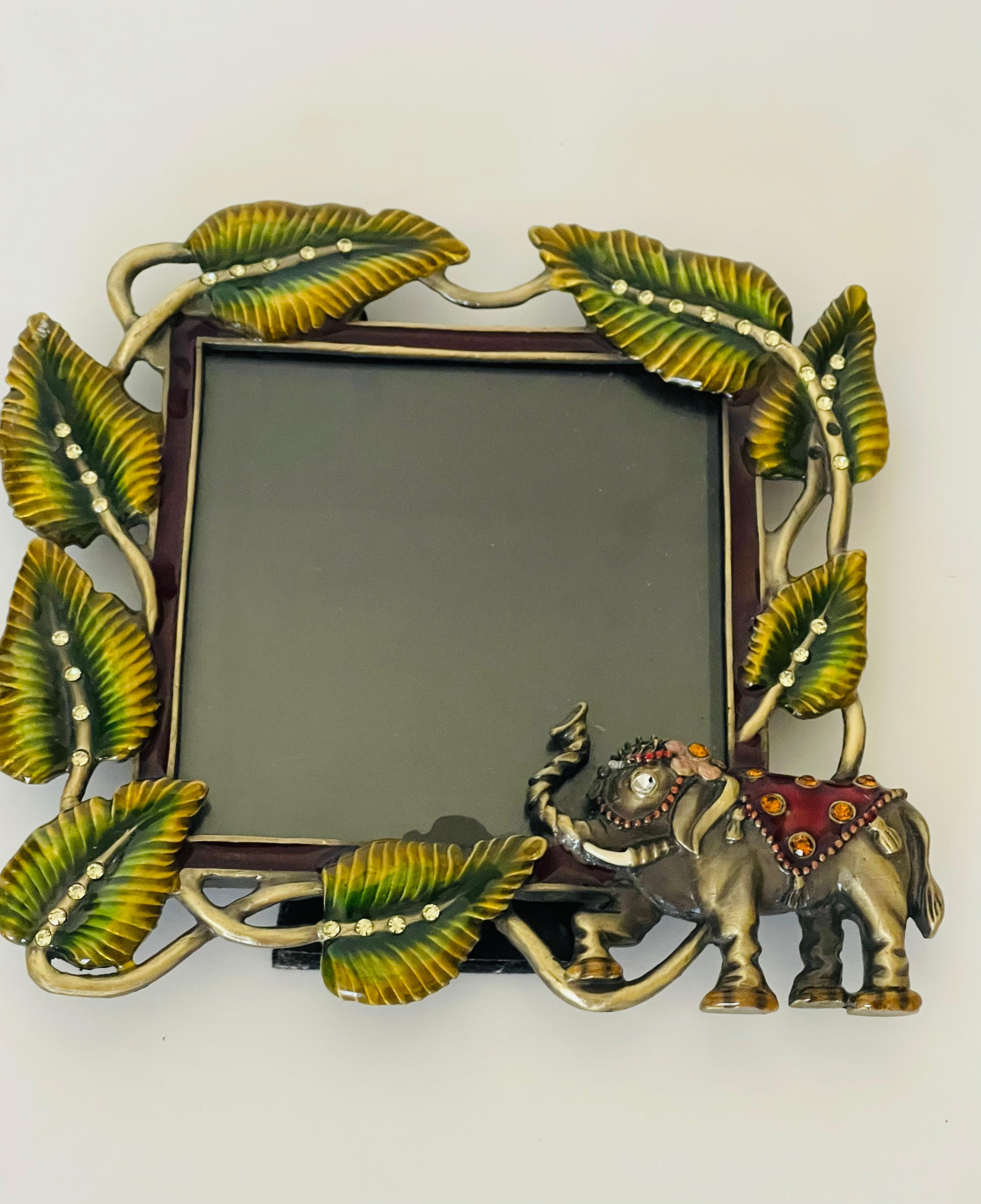Anglo Raj Polychrome Enamel Rlephant Frame Strongwater Style For Sale