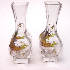 Smalto policromo Rococò Revival  Vasi per Baccarat c1895 su grezzi di cineserie