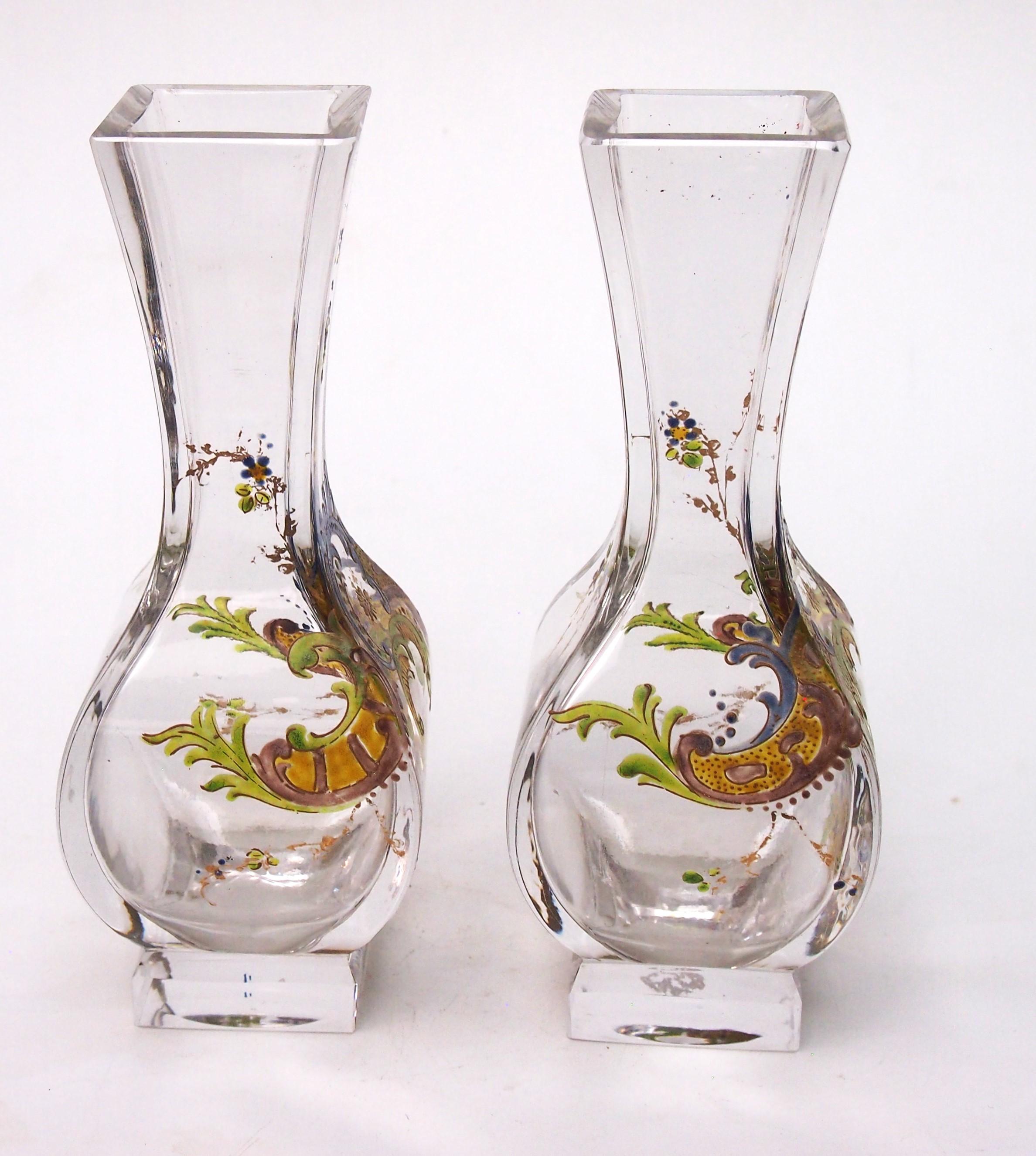 Esmalte policromado Renacimiento Rococó  Jarrones para Baccarat c1895 sobre piezas en bruto de Chinoiserie en Bueno estado para la venta en Worcester Park, GB