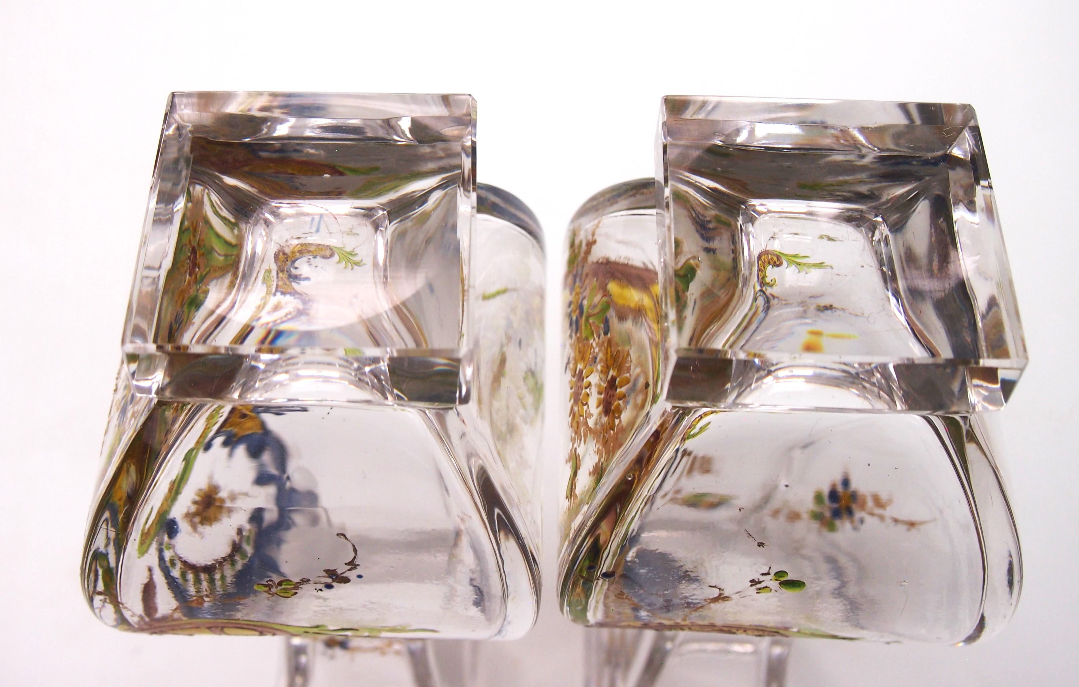 Esmalte policromado Renacimiento Rococó  Jarrones para Baccarat c1895 sobre piezas en bruto de Chinoiserie en venta 1