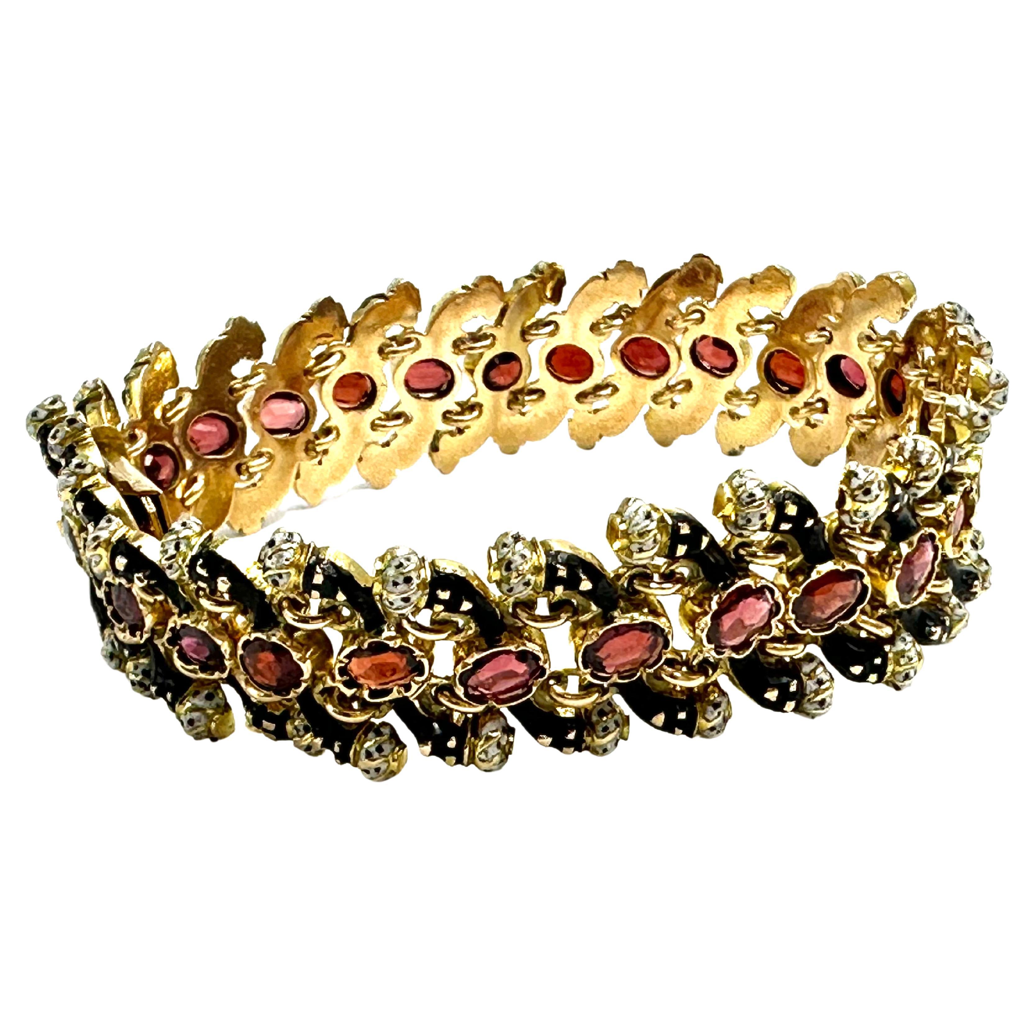 Polychrome Enamels "Moretti" Gold Bracelet For Sale at 1stDibs