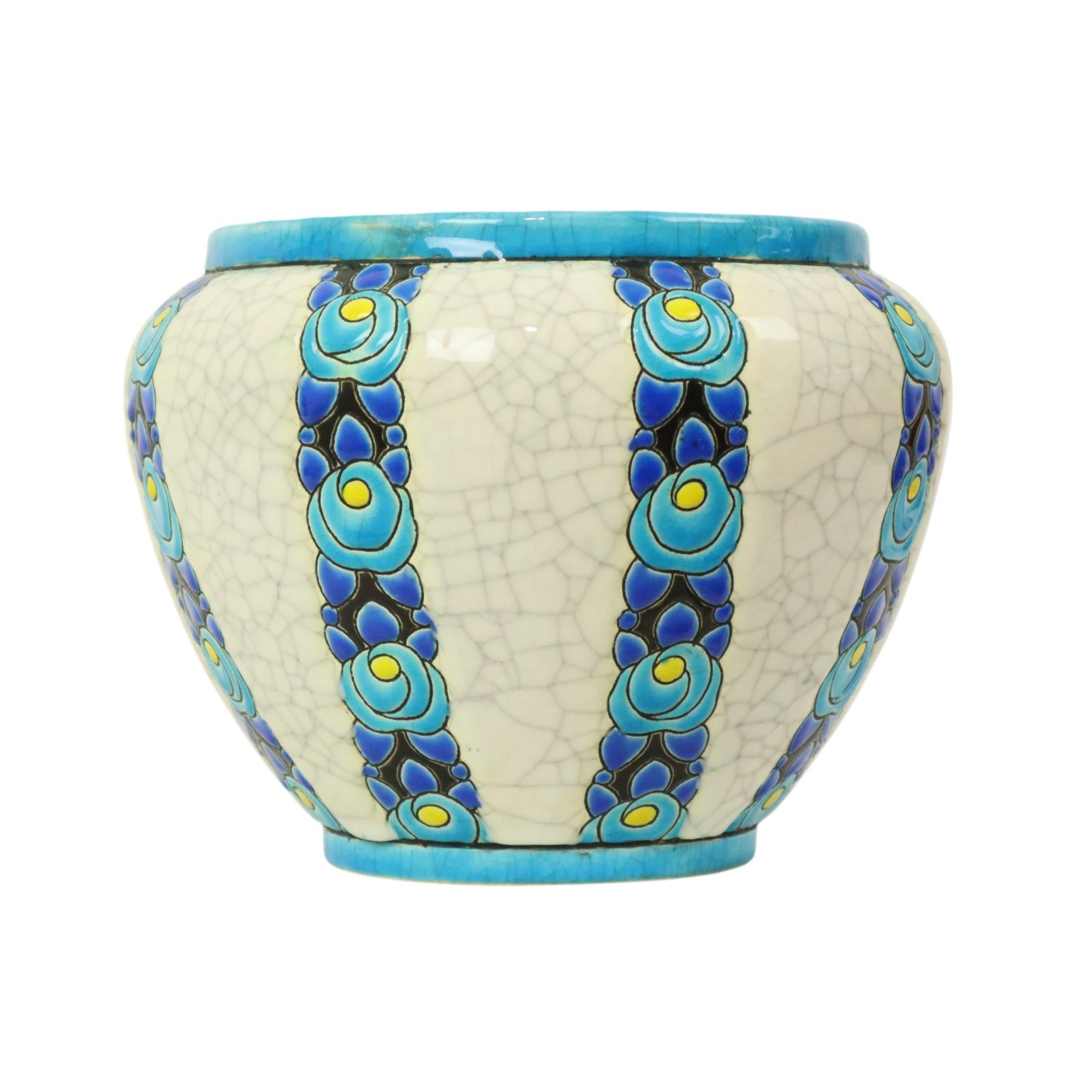 Polychrome Flower Pot Vase Catteau Boch Keramis Art Deco ca. 1922 For Sale 5
