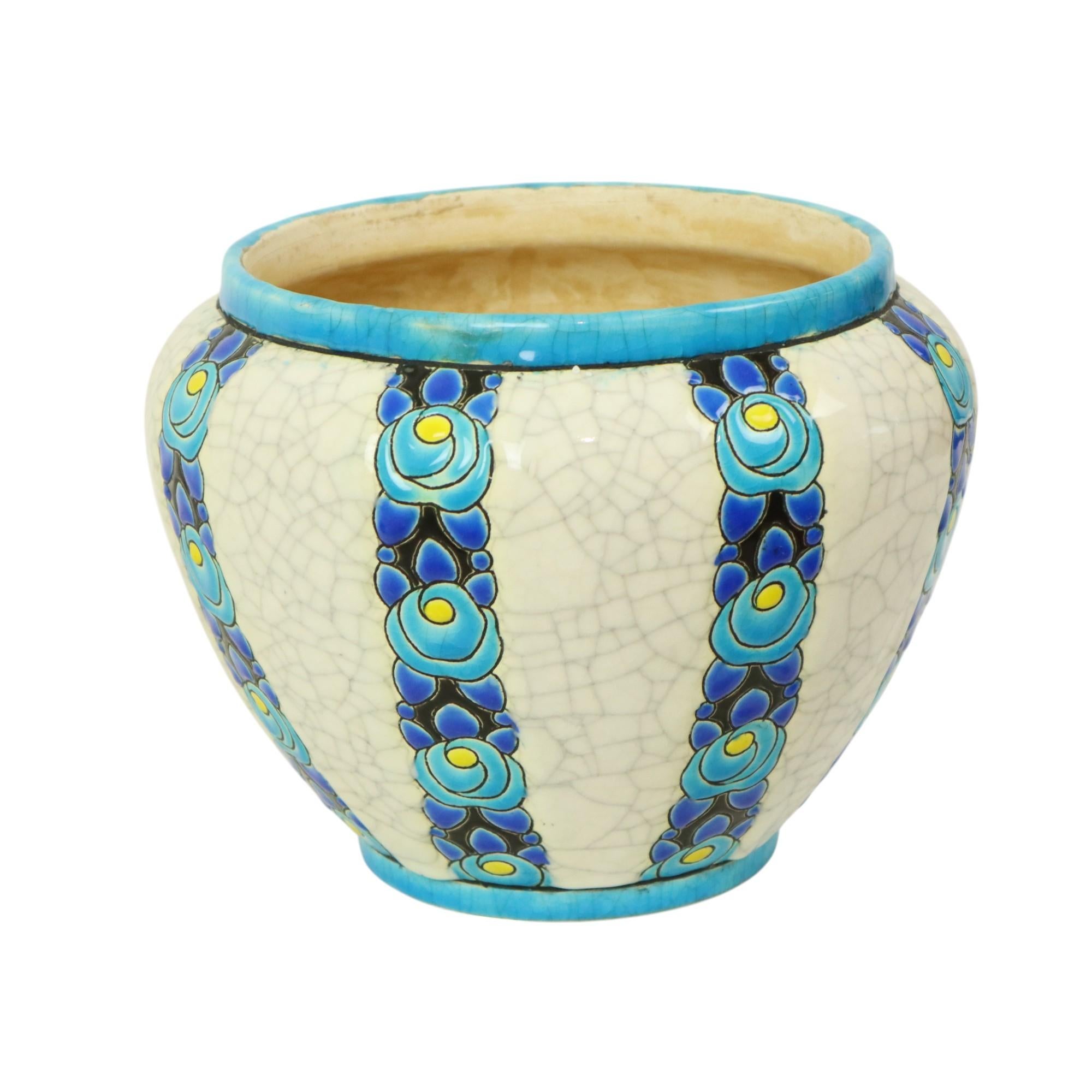 Polychrome Flower Pot Vase Catteau Boch Keramis Art Deco ca. 1922 For Sale 6