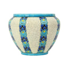 Polychrome Flower Pot Vase Catteau Boch Keramis Art Deco ca. 1922